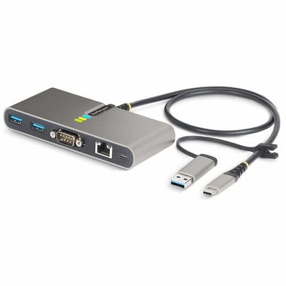 StarTech.com 2-Port USB-C Hub with Gb Ethernet and RS232 FTDI Serial, Attached USB