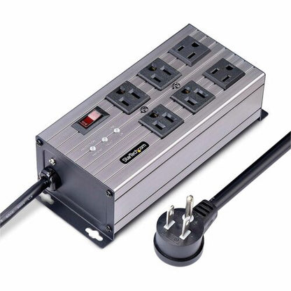 StarTech.com Regleta de enchufes industrial de 6 tomas, 125 V/15 A, con aislamiento EMI/RFI