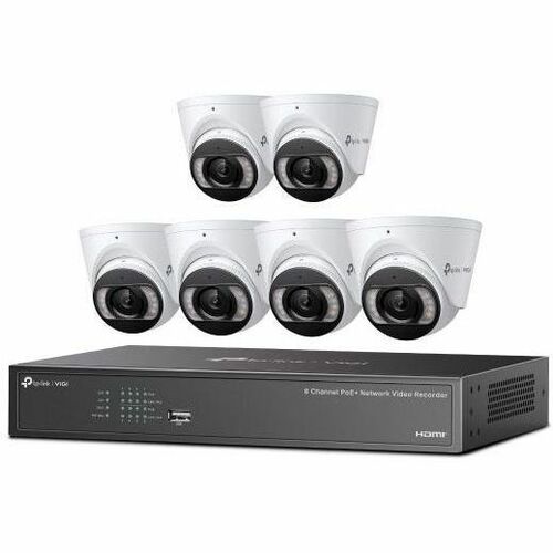 TP-Link VIGI 4MP Full-Color Turret IPC & 8 Channel PoE+ NVR KIT - 2 TB HDD - Cam