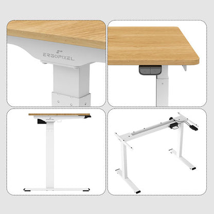 Bureau réglable en hauteur Ergopixel Série Altura Leggero, bambou/blanc