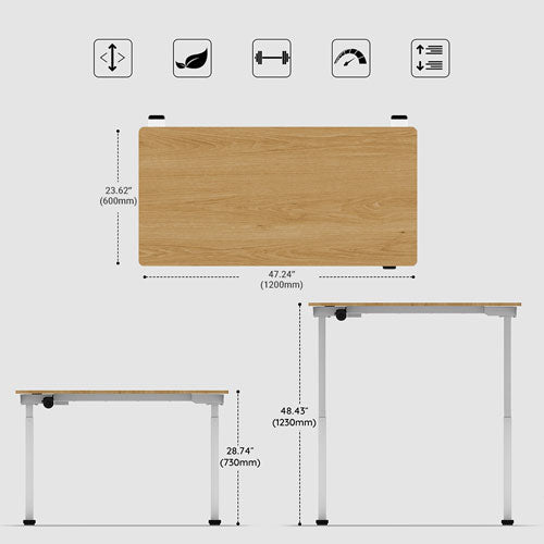 Bureau réglable en hauteur Ergopixel Série Altura Leggero, bambou/blanc