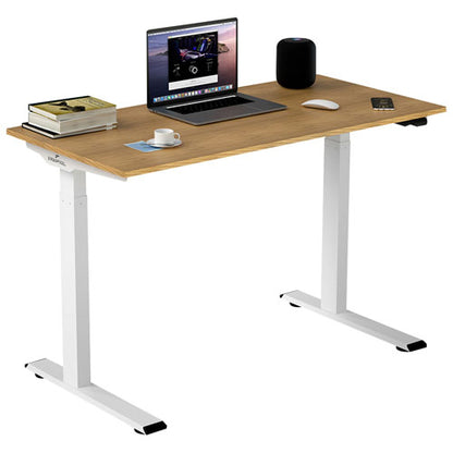 Bureau réglable en hauteur Ergopixel Série Altura Leggero, bambou/blanc