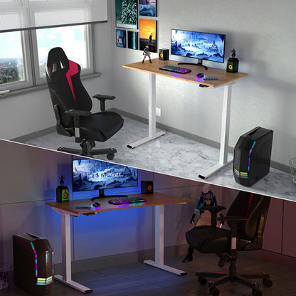 Bureau réglable en hauteur Ergopixel Série Altura Leggero, bambou/blanc