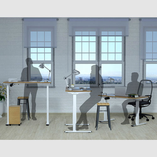 Bureau réglable en hauteur Ergopixel Série Altura Leggero, bambou/blanc