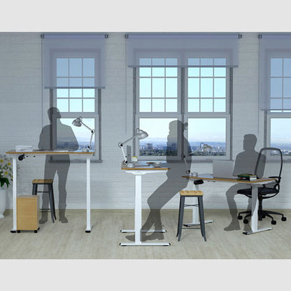 Bureau réglable en hauteur Ergopixel Série Altura Leggero, bambou/blanc