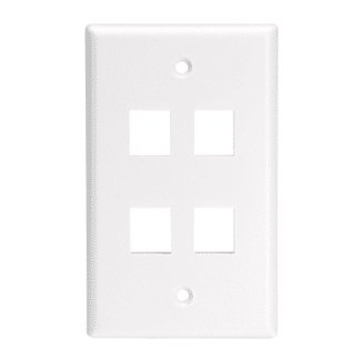 Leviton QuickPort Wallplate for Large Connectors Single Gang 4 Port White (41080-4WL)