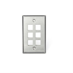 Leviton Quickport 6 Port Single Gang Wallplate Stainless (43080-1S6)