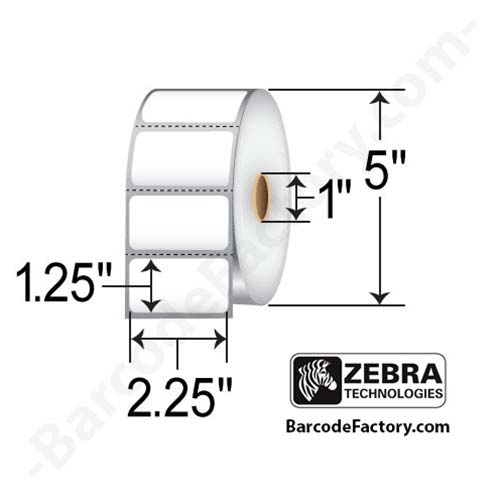 Zebra Z-Perform 2000D Thermal Label - 2 1/4\" (57.15 mm) Width x 1 1/4\" (31.75
