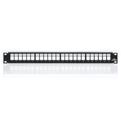 Leviton Quickport Patch Panel, 1RU, 24 Empty Ports, Black (49255-H24)