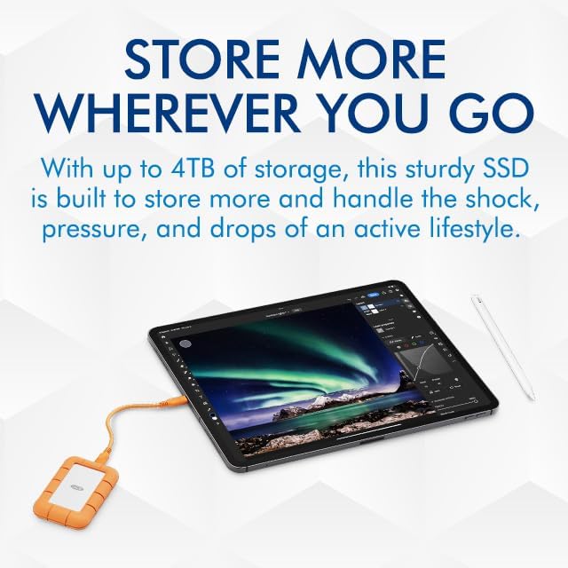 SSD LACIE RUGGED MINI de 1 TB, USB 3.2, generación 2x2, 2,5 pulgadas