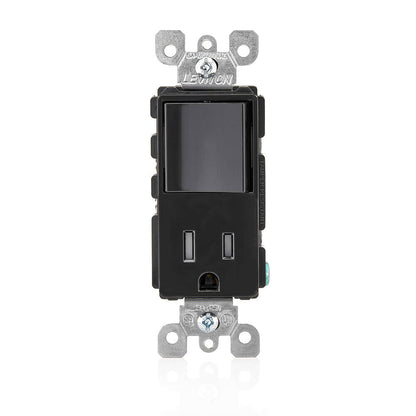 Interruptor/receptor combinado Decora de Leviton, color negro (5625-E)