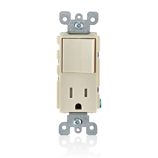 Interruptor/receptáculo combinado Decora de Leviton, color almendra (5625-TSP)