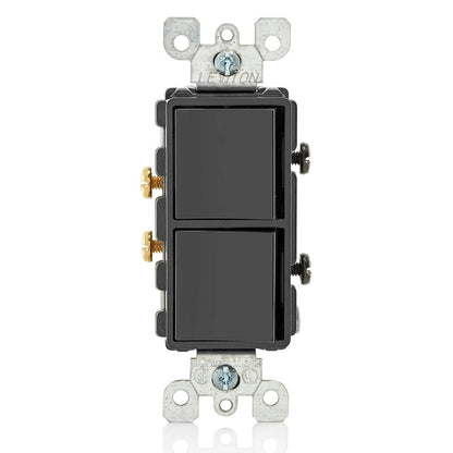 Interruptor combinado de CA unipolar Leviton, 15 A, 120/277 V, color negro (5634-E)