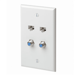 Leviton Quickplate Decora Style 1 CAT5E 1 Phone 2 F Video Connector - White (5EA20-S4W)