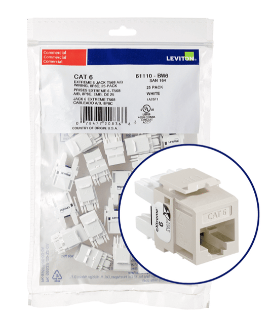 Leviton Quickport CAT6 Light Almond 25 PACK (61110-BT6)