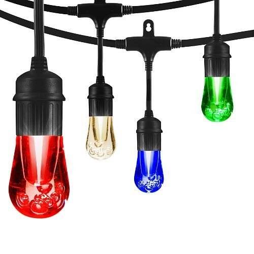 JascoPro RGBW WiFi LED Vintage Café Lights, 48ft, 24 Bulbs (66876)