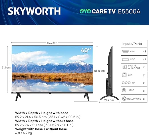 Skyworth 40Inc Google TV avec télécommande vocale Google Assistant