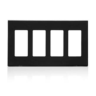 Plaque murale sans vis Decora Leviton 4 positions, noire (80312-SE)