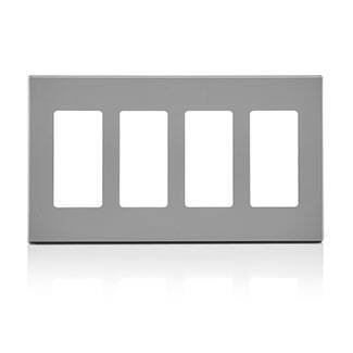 Plaque murale Decora sans vis Leviton 4 positions, grise (80312-GY)