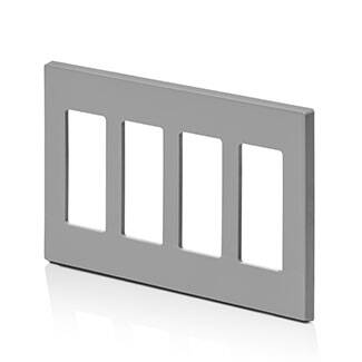 Leviton Screwless Decora Wallplate 4 Gang, Gray (80312-GY)