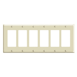 Leviton Decora 6 Gang Wallplate Light Almond (80436-T)