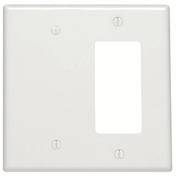 Leviton Mixed Wall Plate Midway Size 2 Gang 1 Blank 1 Decora White (80608-W)