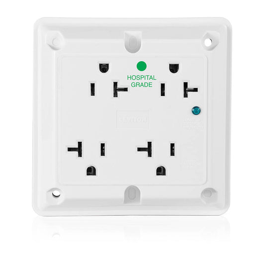 Leviton - Tomacorriente cuádruplex 4 en 1 con protección contra sobretensiones, 20 A, 125 V, color blanco (8490-W)