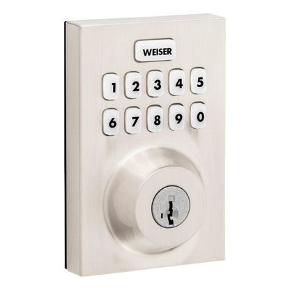 Weiser Zwave 700 Push Button Contemporary Deadbolt Smart Lock,Satin Nickel (9GED18000-029)