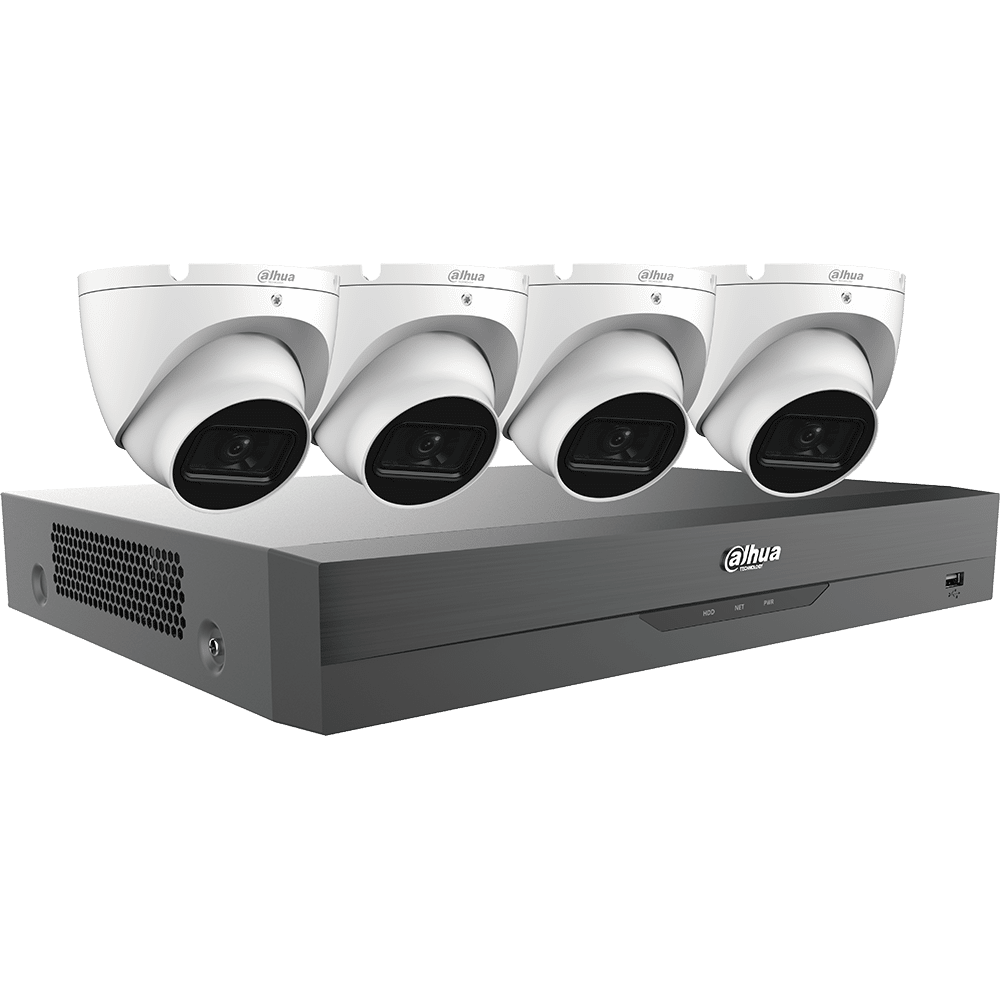 Dahua HDCVI Kit 4-CH 4K Analytics+ Pentabrid DVR 2TB + 4x5MPMini Eyeball Cameras (C845E42A)