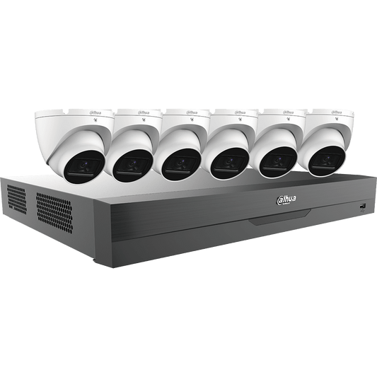 Dahua HDCVI Kit 8-CH 4K Analytics+ Pentabrid DVR 2TB 6x 5MP Mini Eyeball Cameras (C885E62A)