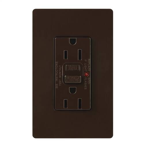 Lutron Claro 15A GFCI Tamper Res. Self Testing Receptacle, Brown (CAR-15-GFST-BR)