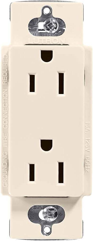 Receptáculo dúplex Lutron Claro de 15 amperios, color almendra claro (CAR-15-LA)