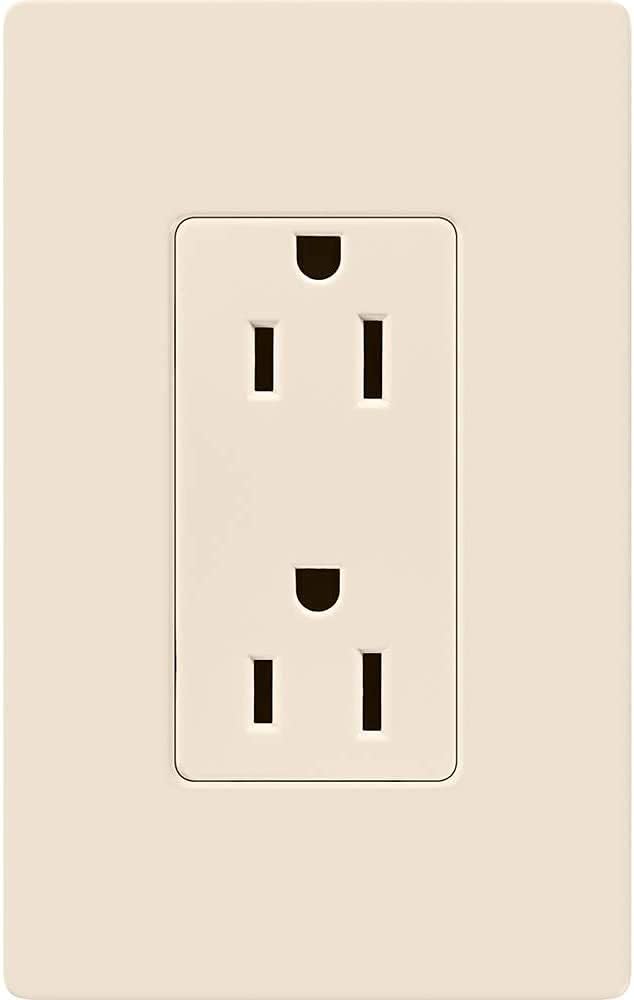 Lutron Claro Duplex Receptacle 15 Amp, Light Almond (CAR-15-LA)