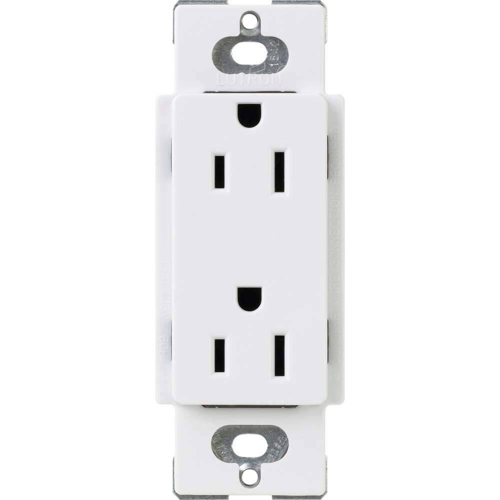 Receptáculo dúplex Lutron Claro de 15 amperios, blanco (CAR-15-WH)