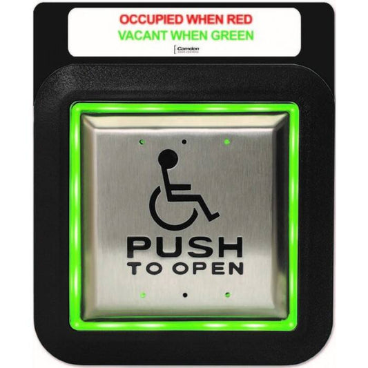 Camden Illuminated Push Plate FLUSH, 4 1/2"  WheelChair Symbol and Push to Open (CM-45/455SE1)