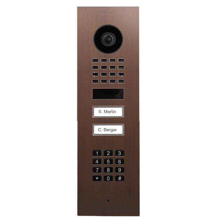 Doorbird IP Video Door Station 2 Unit w/ Keypad, Flush Mount, Architectural Brz (D1102KV-F-ARCHBRNZ)