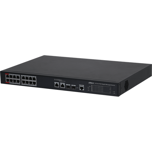 Dahua 16-Port PoE Desktop Managed Fast Ethernet Switch ( IEEE802.3bt 90W PoE) (DH-PFS4218-16ET2GF-240)
