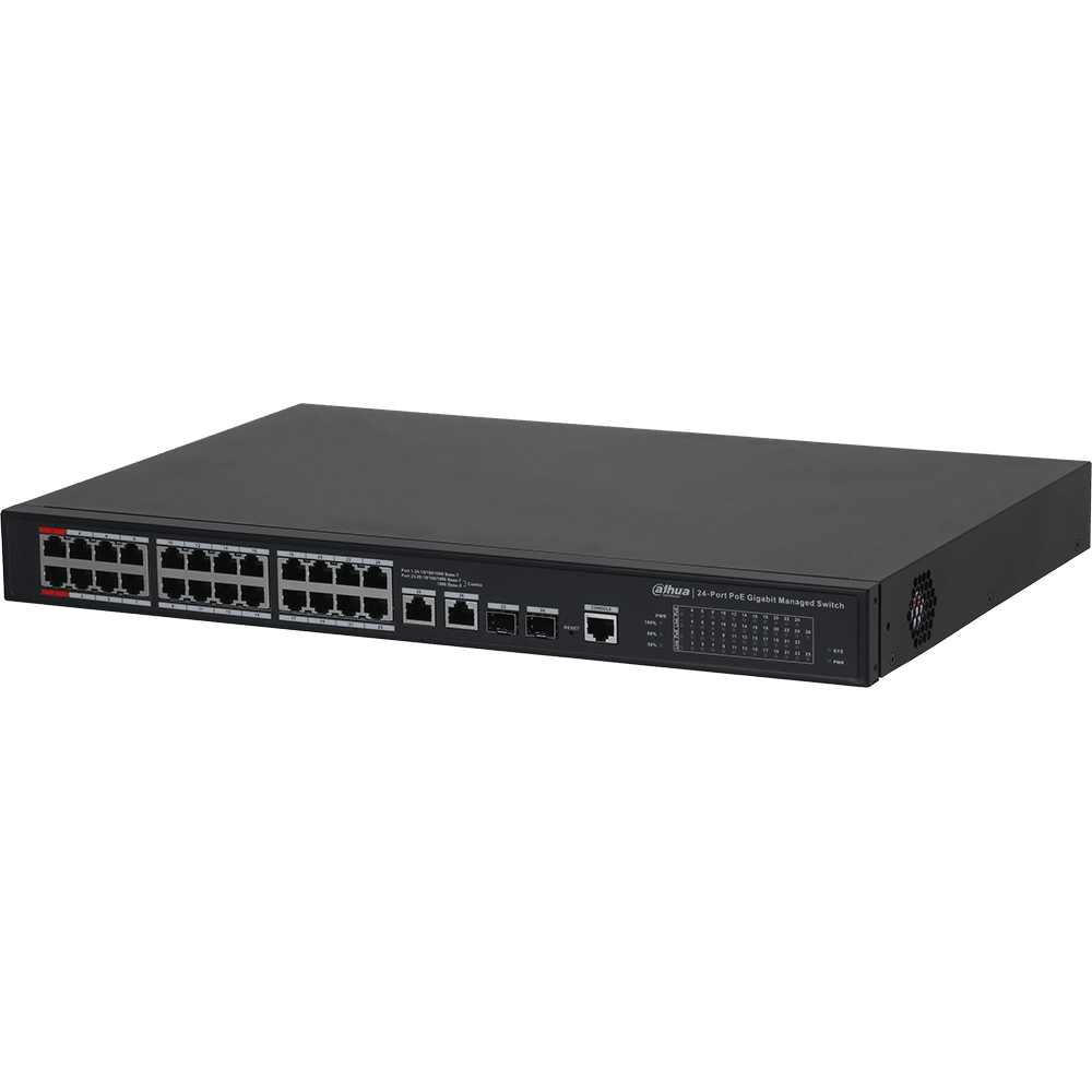 Dahua 24-Port PoE Desktop Managed Fast Ethernet Switch ( IEEE802.3bt 90W PoE) (DH-PFS4226-24ET2GF-360)