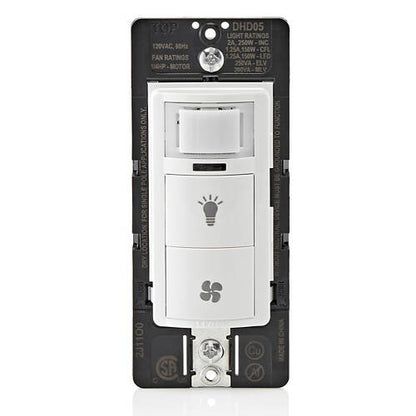 Capteur d'humidité/contrôle de ventilateur mural combiné Leviton Decora avec interrupteur (DHD05-1LW)