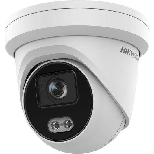 Cámara de red fija Hikvision ColorVu de 4 MP y 2,8 mm, color blanco (DS-2CD2347G2-LU 2,8 mm)