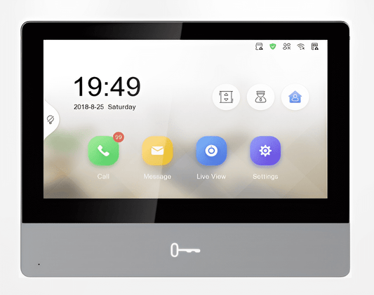 Hikvision Video Intercom Indoor Station, 7" IPS Touch Screen, Phys Unlock Button (DS-KH8350-WTE1)