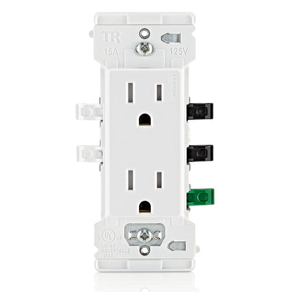Leviton Decora Edge 15A Tamper Resistant Duplex Receptacle, White (E5325-W)