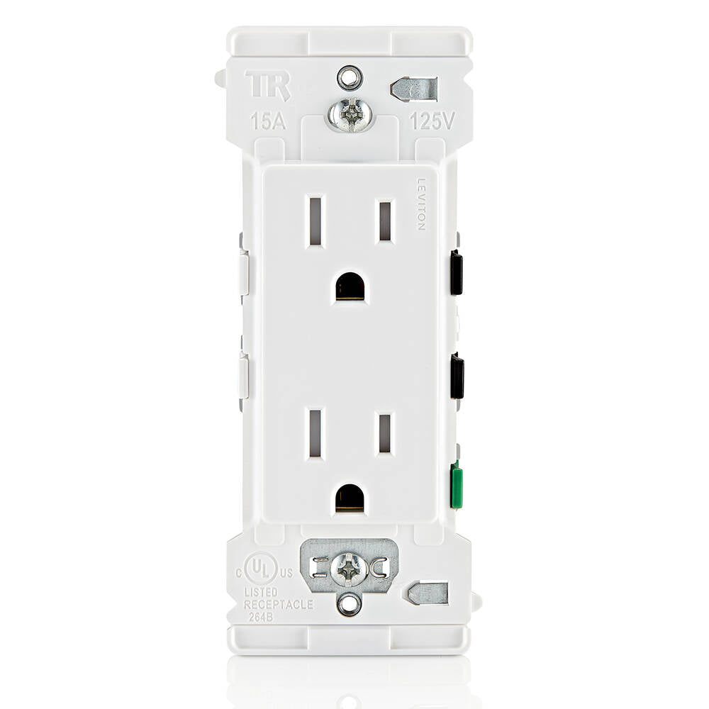 Prise double inviolable Leviton Decora Edge 15 A, blanche (E5325-W)