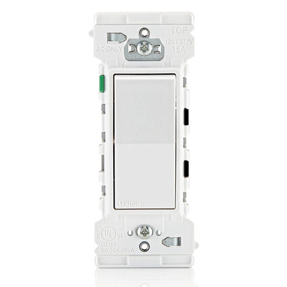 Interruptor basculante unipolar Leviton Decora Edge de 15 A, blanco (E5601)