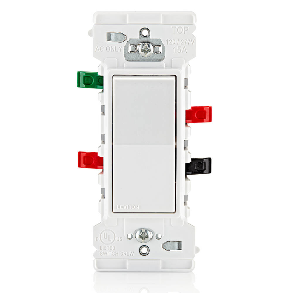 Leviton Decora Edge 15A 3 Way Rocker Switch, White (E5603-W)
