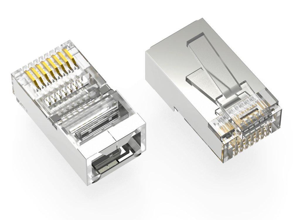 Fiche blindée Axiom RJ45 Cat5E, fil plein/toronné, 50 microns, 10