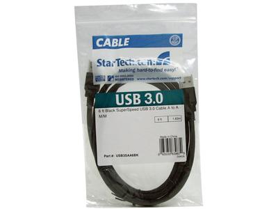 Startech.Com 6 Ft / 2M Black Superspeed Usb 3.0 Cable A To A - Usb