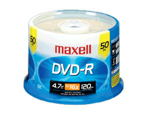 Maxell 50Pk Dvd-R Wo 16X 4.7Gb Recordbl Spdl