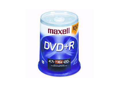 Maxell 100Pk DVD+R sans 16X 4,7 Go Spdl