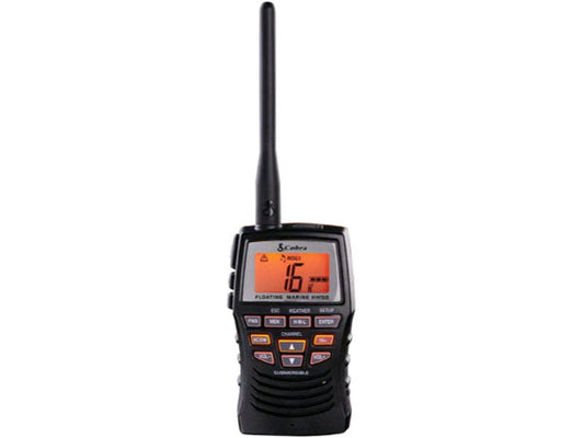 Radio VHF portable Cobra, 3 watts, flotte, noire, bilingue